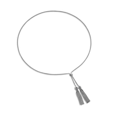 Renaissance Tassel Necklace in Sterling Silver with Diamonds