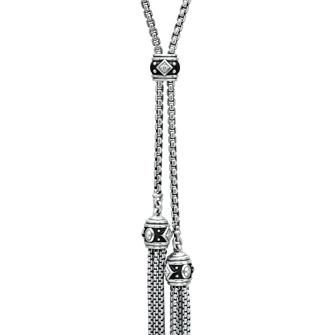 Renaissance Tassel Necklace in Sterling Silver with Diamonds