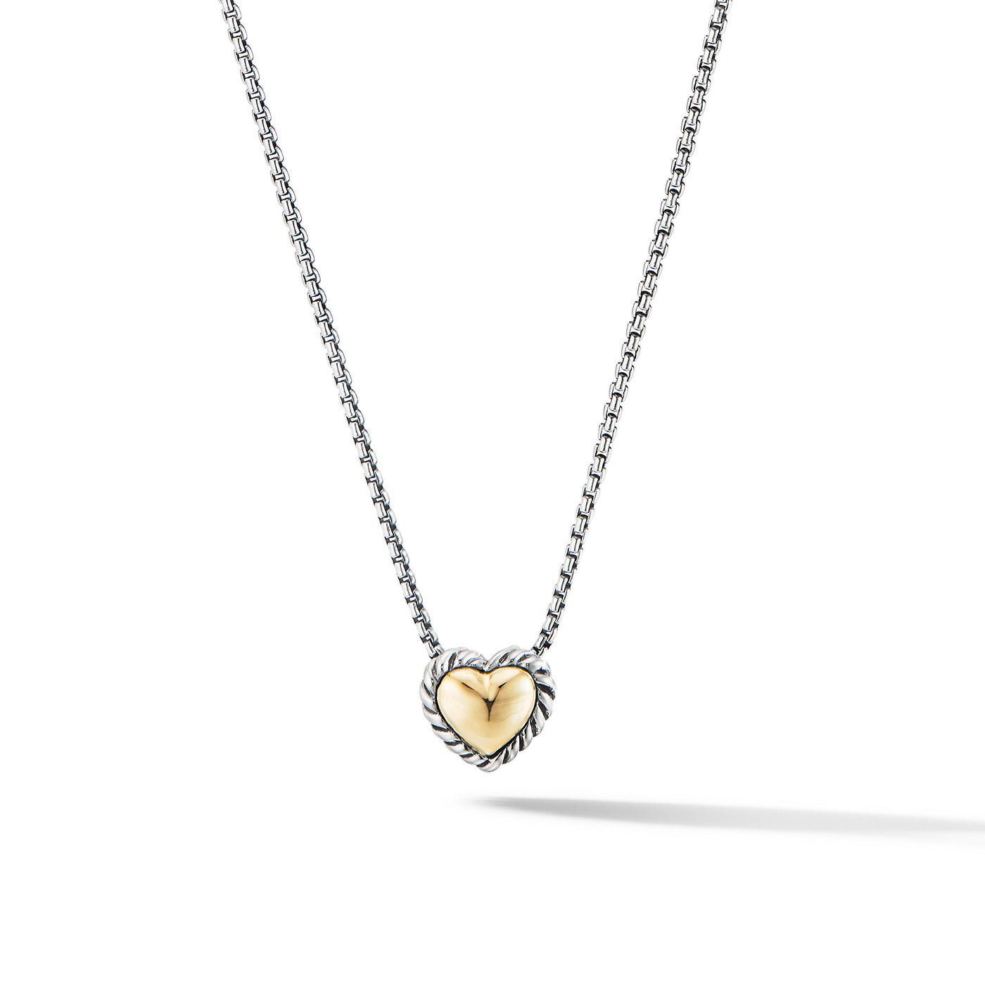 Cable Collectibles® Cookie Classic Heart Necklace in Sterling Silver with 18K Yellow Gold\, 8.5mm