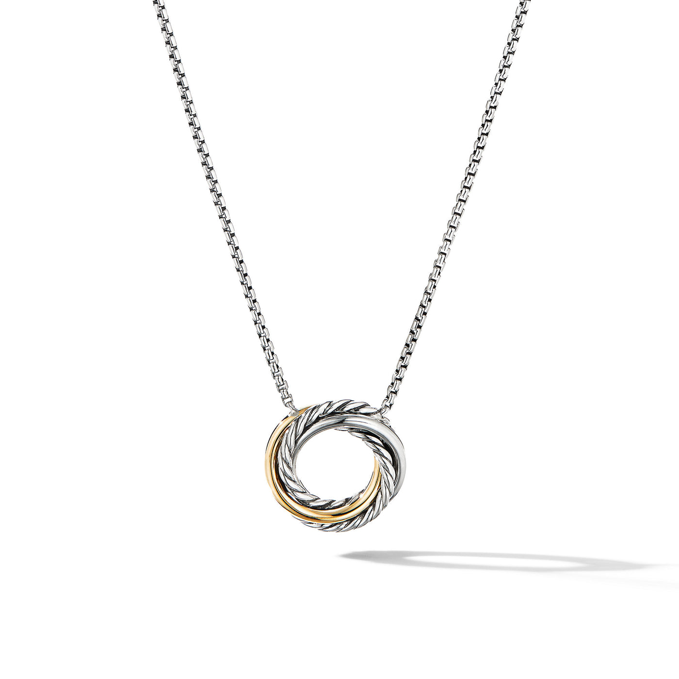 Crossover Pendant Necklace in Sterling Silver with 18K Yellow Gold\, 14.5mm
