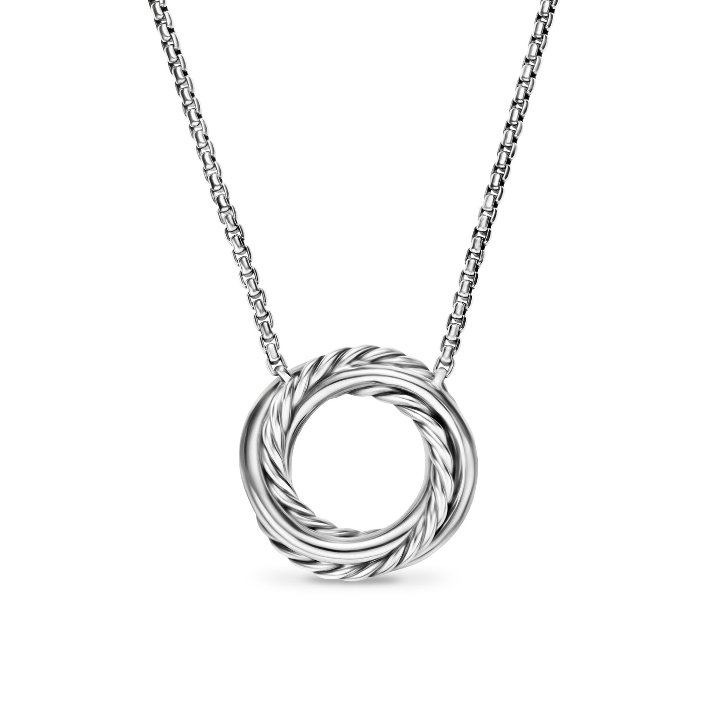 Crossover Pendant Necklace in Sterling Silver with 18K Yellow Gold and Diamonds, 14.5mm