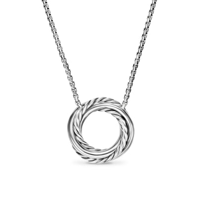 Crossover Pendant Necklace in Sterling Silver with 18K Yellow Gold and Diamonds, 14.5mm