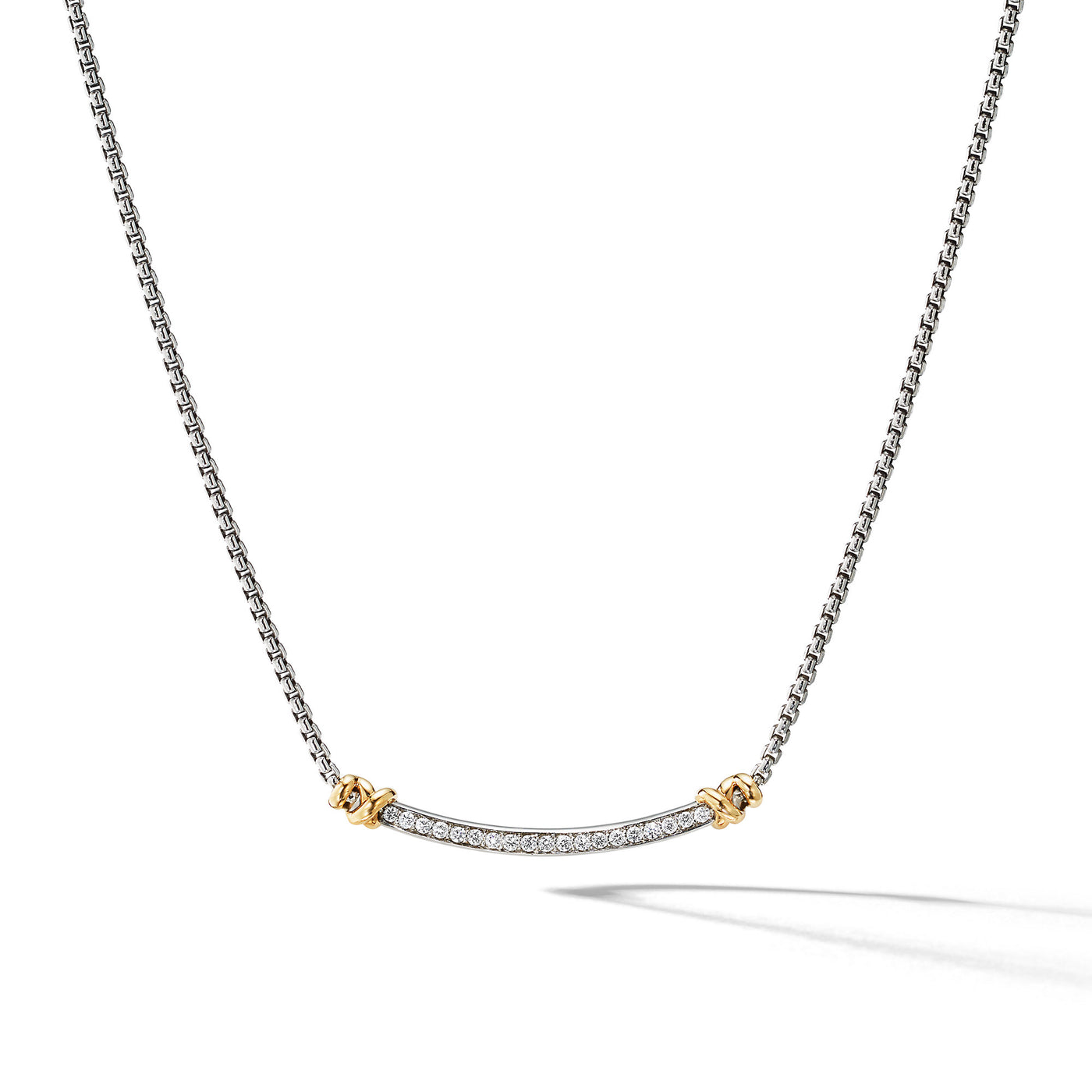 Petite Helena Wrap Station Necklace in Sterling Silver with 18K Yellow Gold and Diamonds\, 29mm
