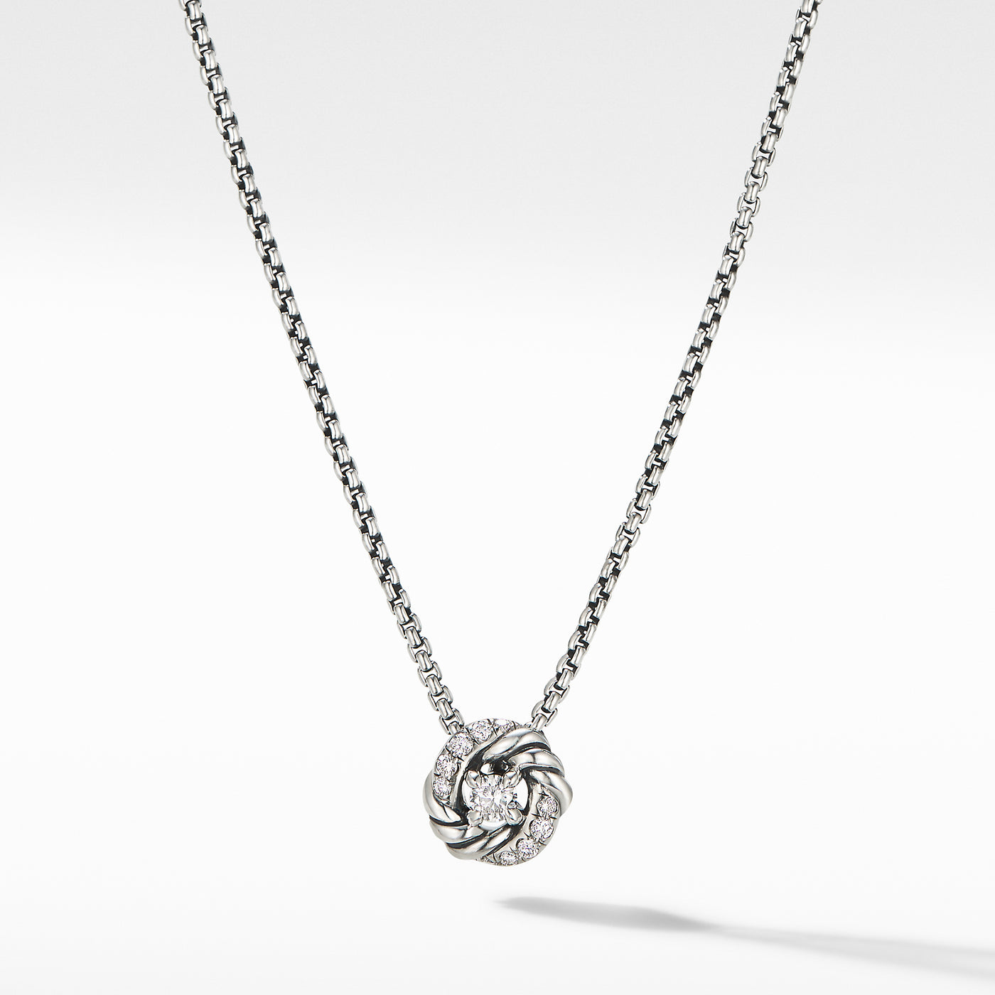 Petite Infinity Pendant Necklace in Sterling Silver with Diamonds\, 8mm