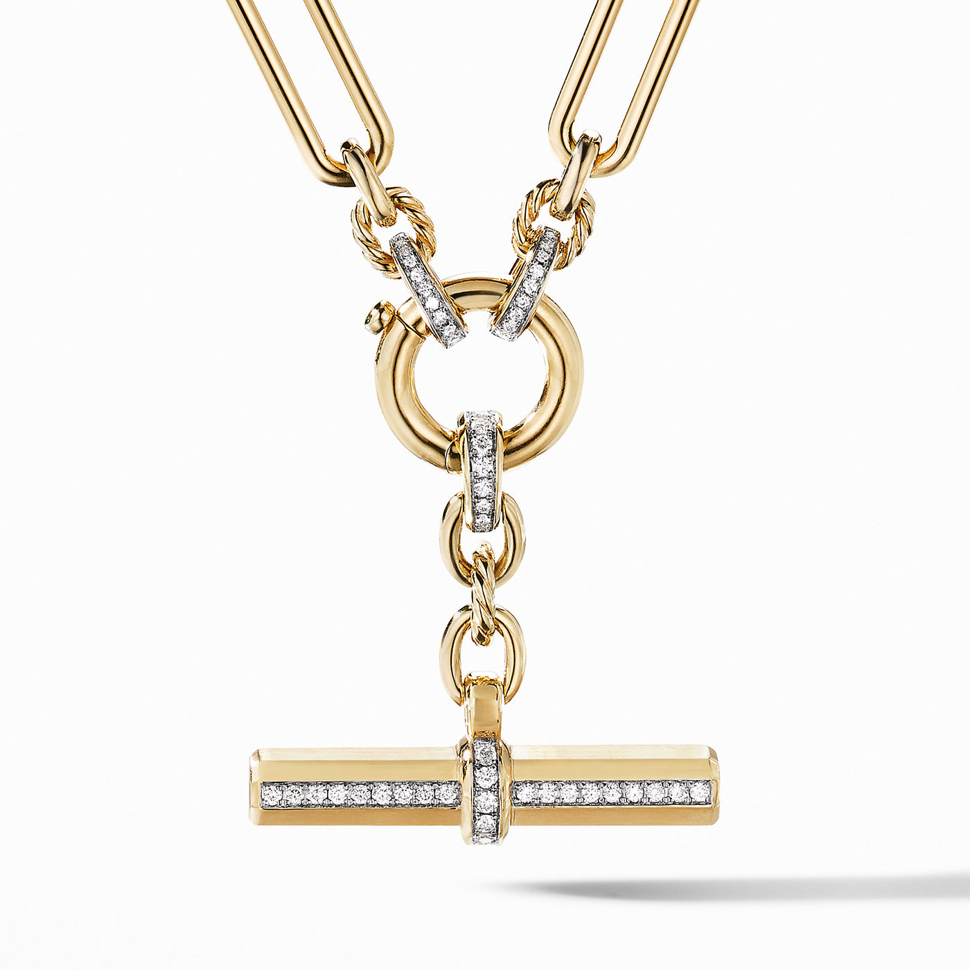 Lexington E/W Chain Necklace in 18K Yellow Gold with Diamonds\, 6.5mm