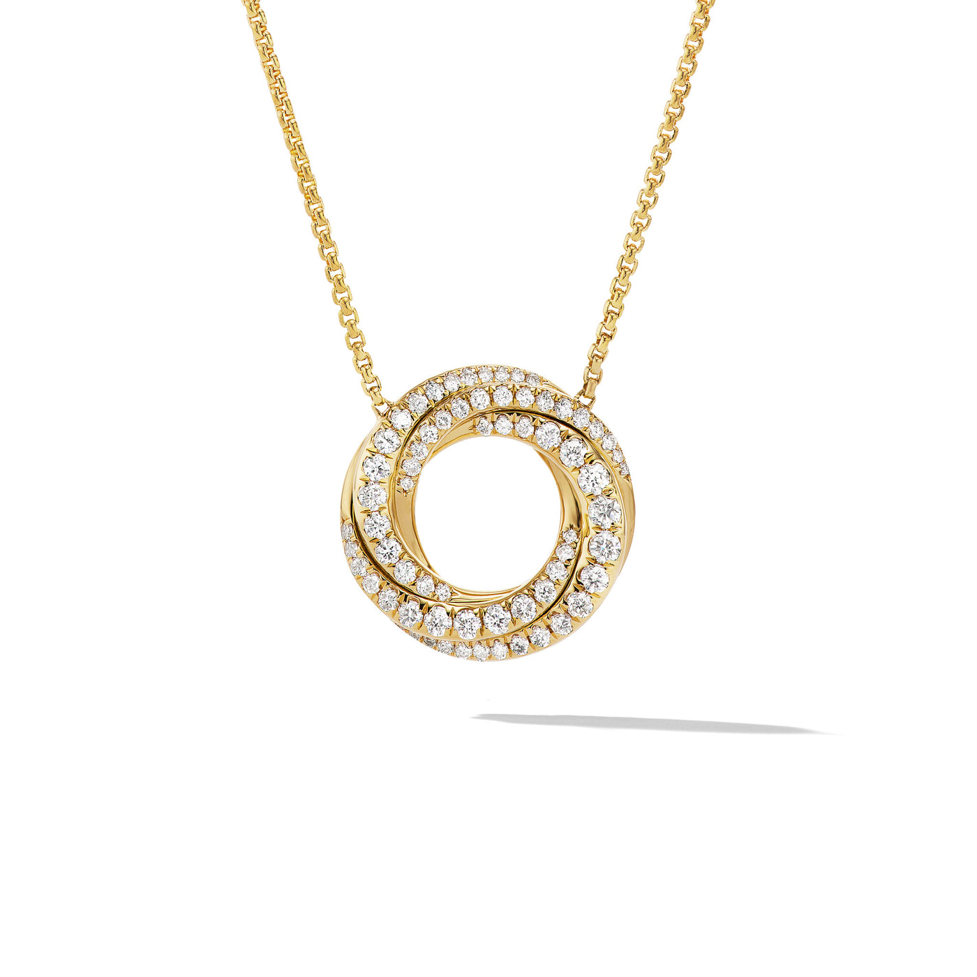 Petite Pavé Crossover Pendant Necklace in 18K Yellow Gold with Diamonds\, 15.5mm