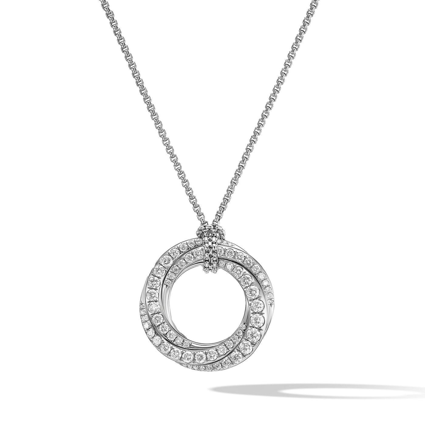 Pavé Crossover Pendant Necklace in 18K White Gold with Diamonds\, 21mm