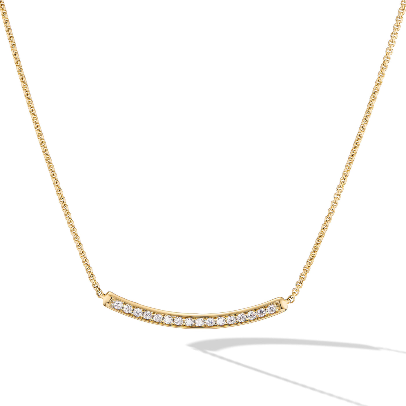 Petite Pavé Bar Necklace in 18K Yellow Gold with Diamonds\, 1.25mm