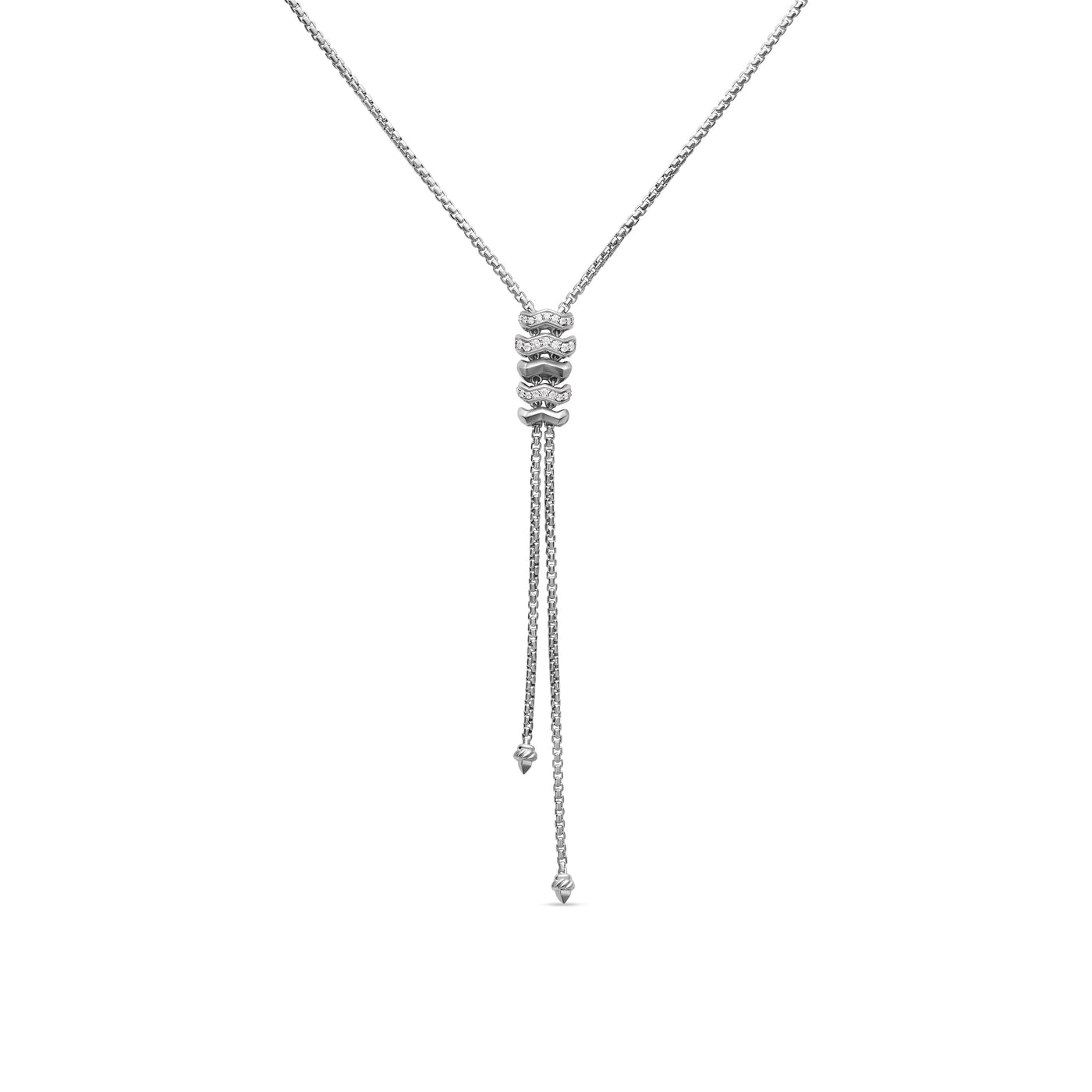 Zig Zag Stax™ Y Necklace in Sterling Silver with Diamonds