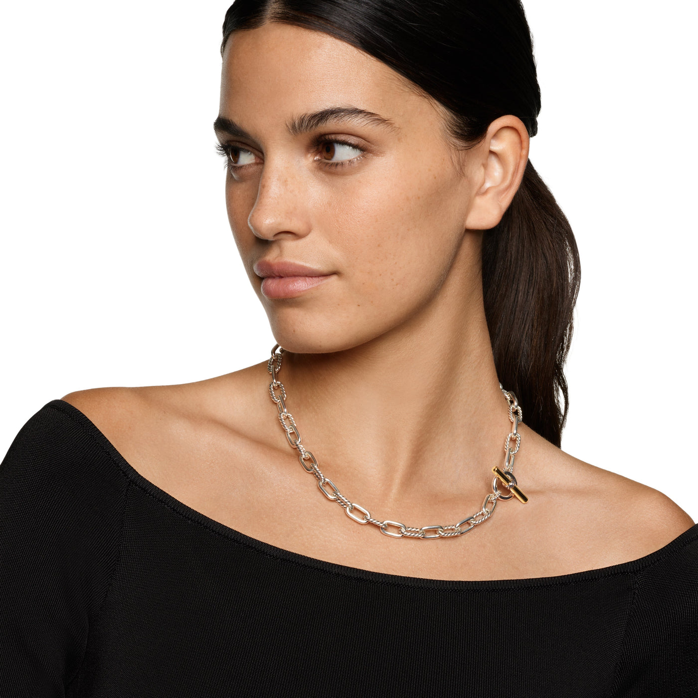 DY Madison® Toggle Chain Necklace in Sterling Silver with 18K Yellow Gold