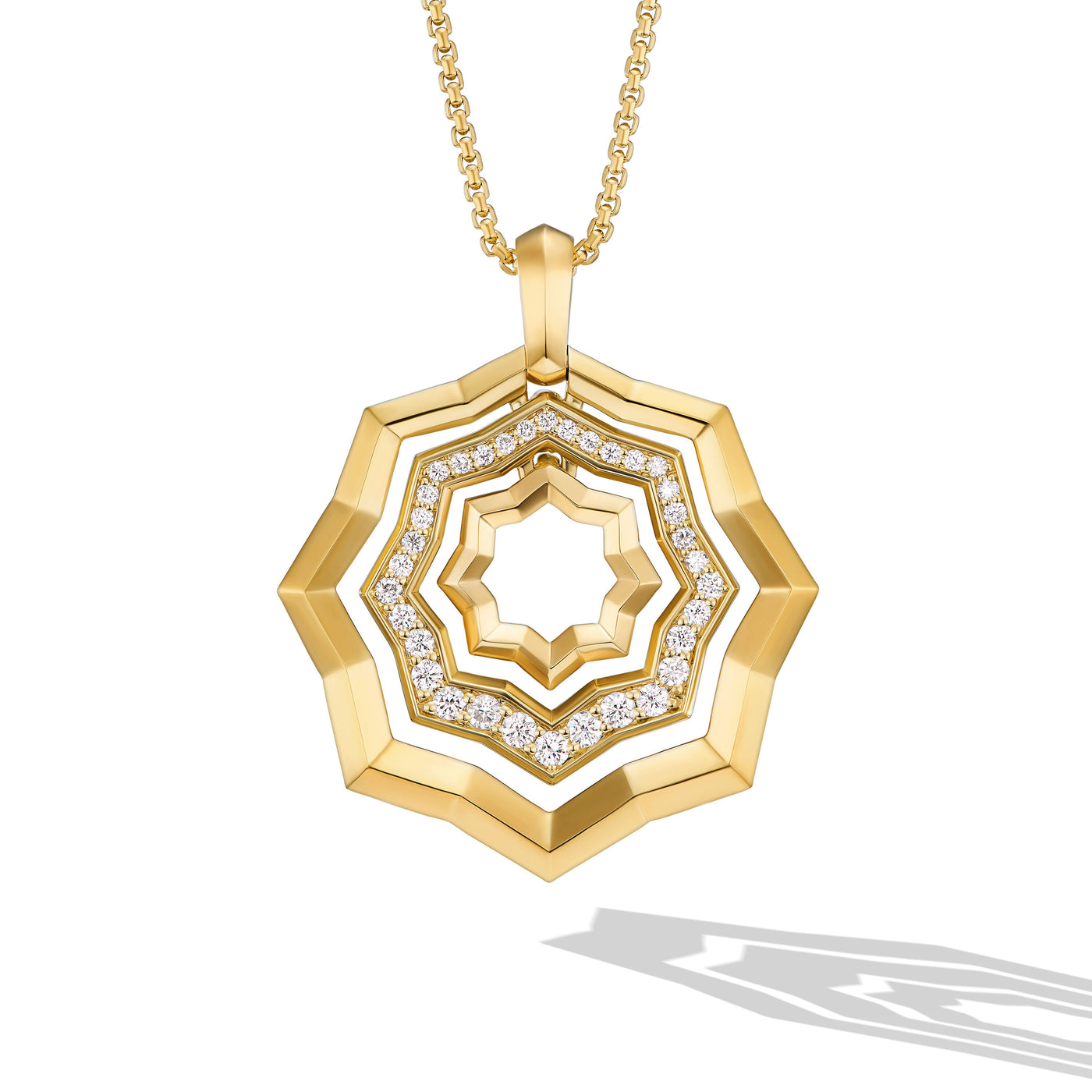 Stax Zig Zag Pendant Necklace in 18K Yellow Gold with Diamonds\, 28mm