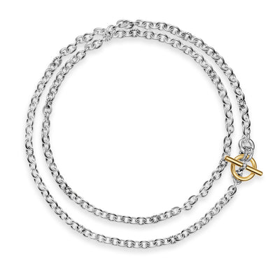 DY Mercer® Double Row Toggle Chain Necklace in Sterling Silver with 18K Yellow Gold and Diamonds, 8mm