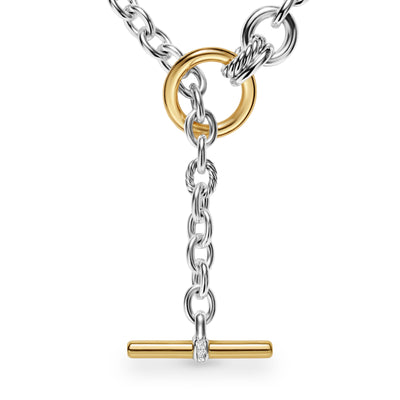 DY Mercer® Double Row Toggle Chain Necklace in Sterling Silver with 18K Yellow Gold and Diamonds, 8mm