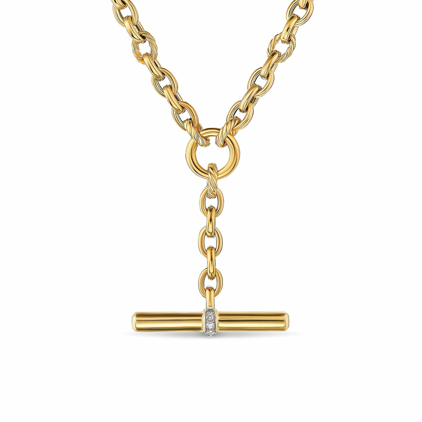 DY Mercer® Petite Toggle Chain Necklace in 18K Yellow Gold with Diamonds, 4.5mm