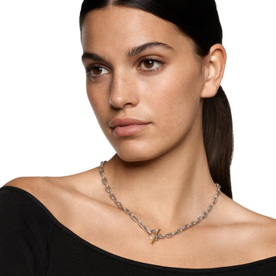 DY Madison® Toggle Chain Necklace in Sterling Silver and 18K Yellow Gold