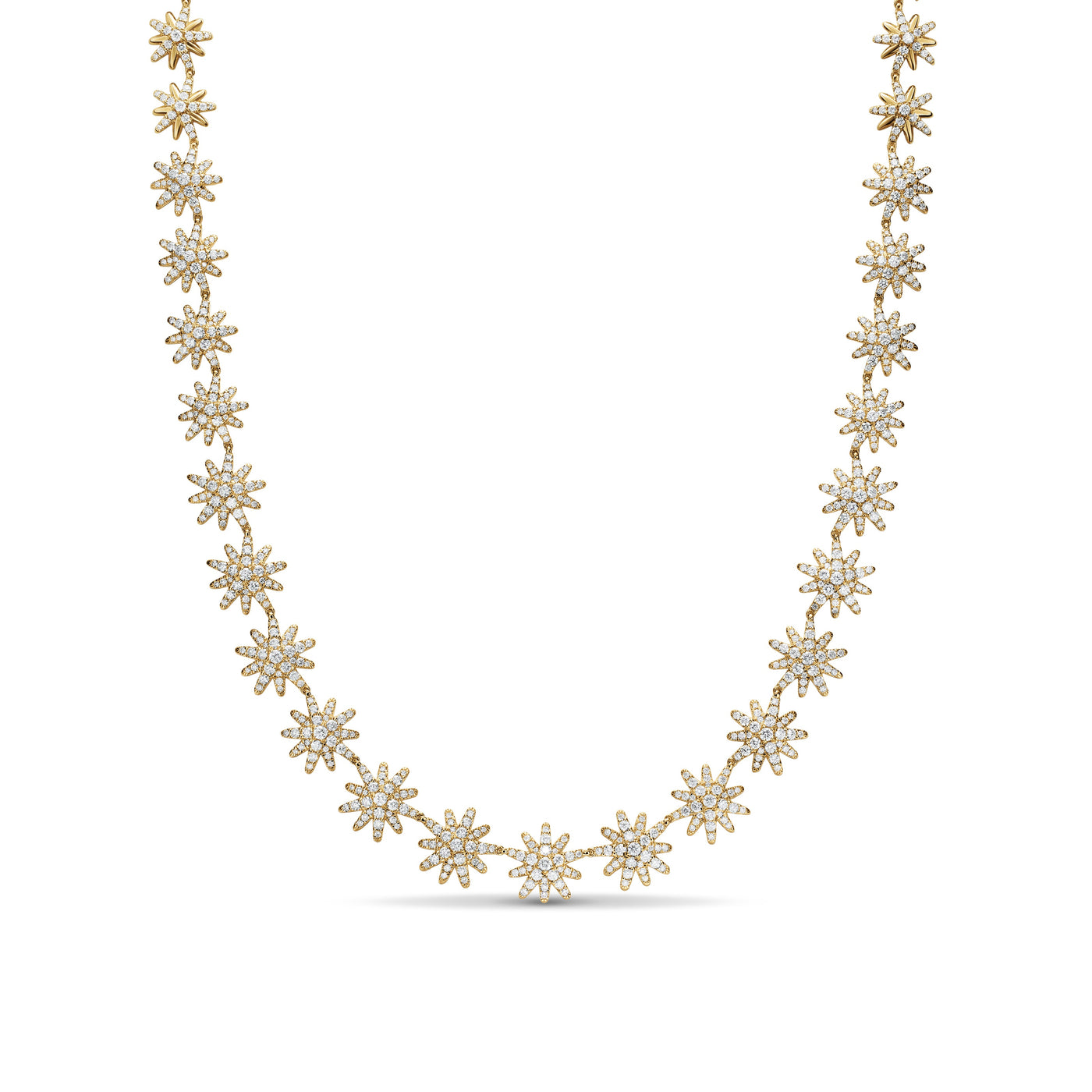 Starburst Tennis Necklace in 18K Yellow Gold with Diamonds, 12.5mm