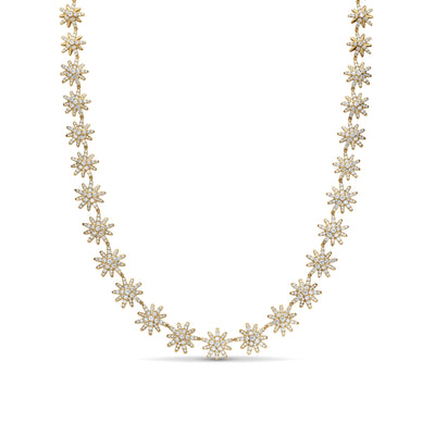 Starburst Tennis Necklace in 18K Yellow Gold with Diamonds, 12.5mm