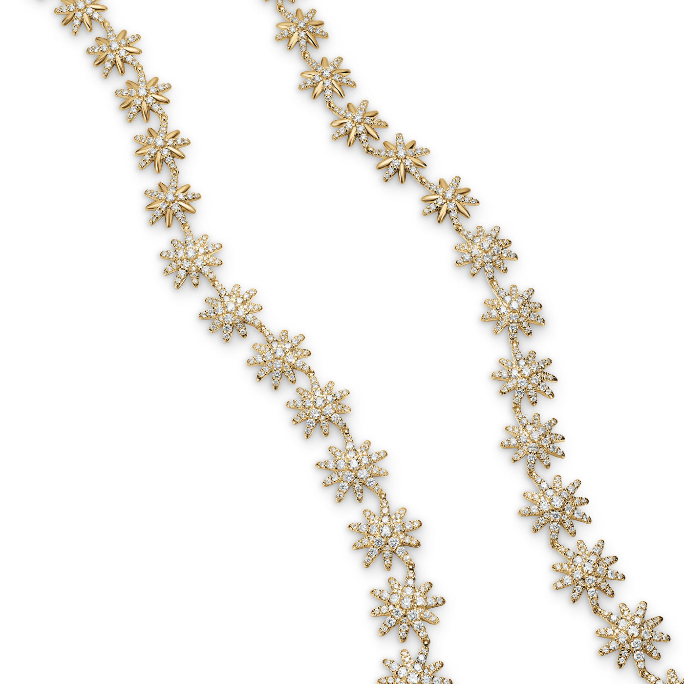 Starburst Tennis Necklace in 18K Yellow Gold with Diamonds, 12.5mm