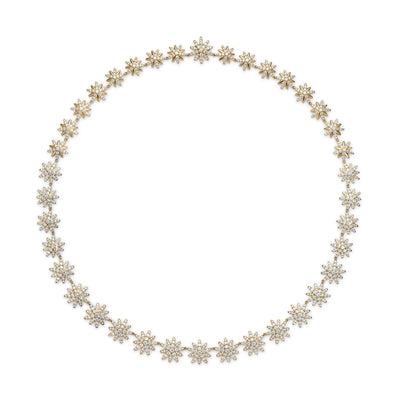 Starburst Tennis Necklace in 18K Yellow Gold with Diamonds, 12.5mm