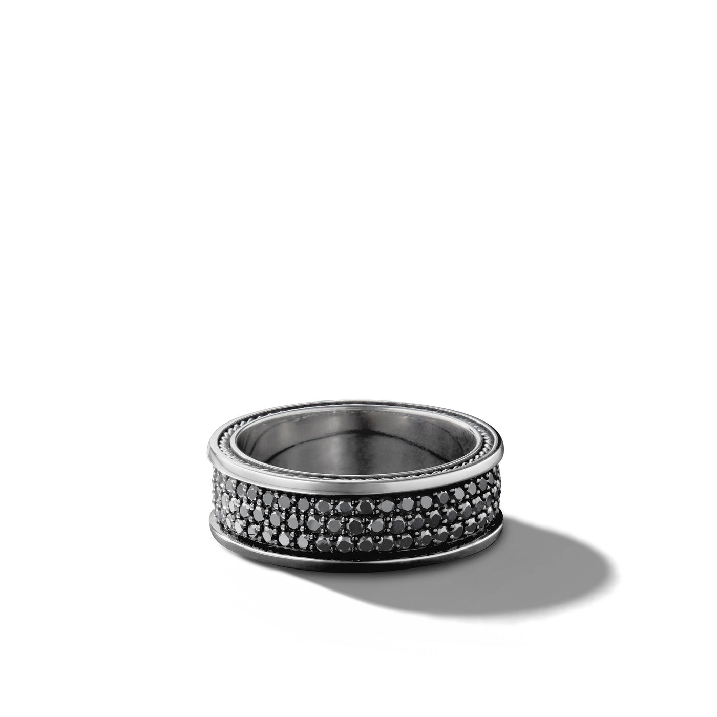 Streamline® Three Row Band Ring in Sterling Silver with Black Diamonds\, 8.5mm