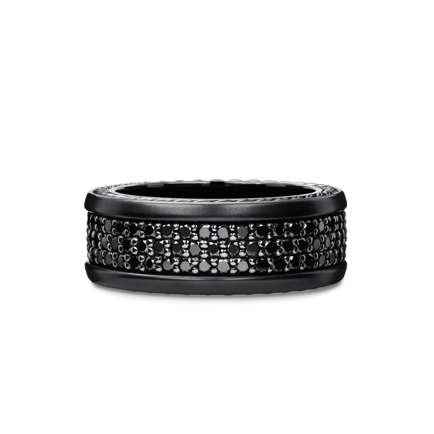 Streamline® Three Row Band Ring in Black Titanium with Black Diamonds, 8.5mm