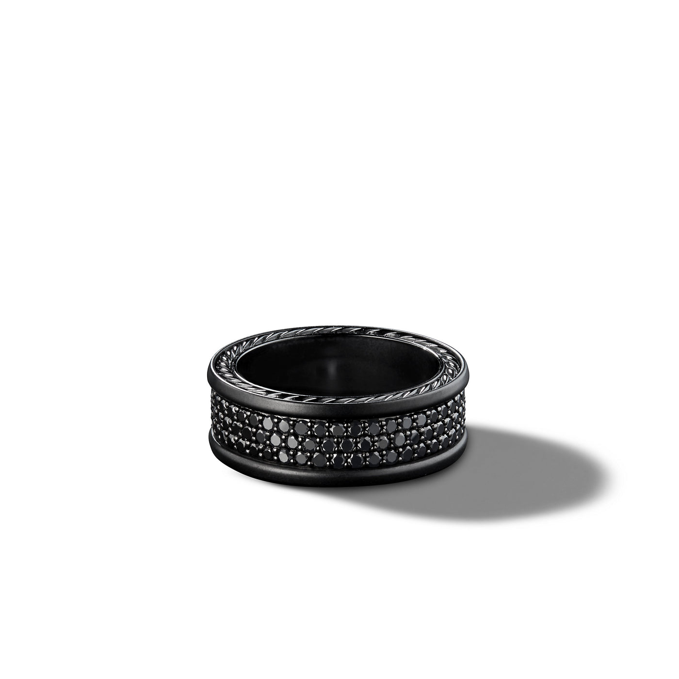 Streamline® Three Row Band Ring in Black Titanium with Black Diamonds\, 8.5mm