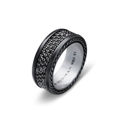 Streamline® Three Row Band Ring in Black Titanium with Black Diamonds, 8.5mm