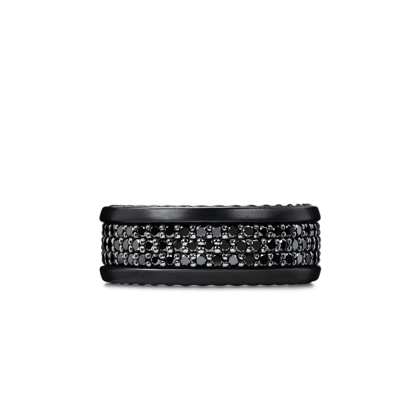 Streamline® Three Row Band Ring in Black Titanium with Black Diamonds, 8.5mm
