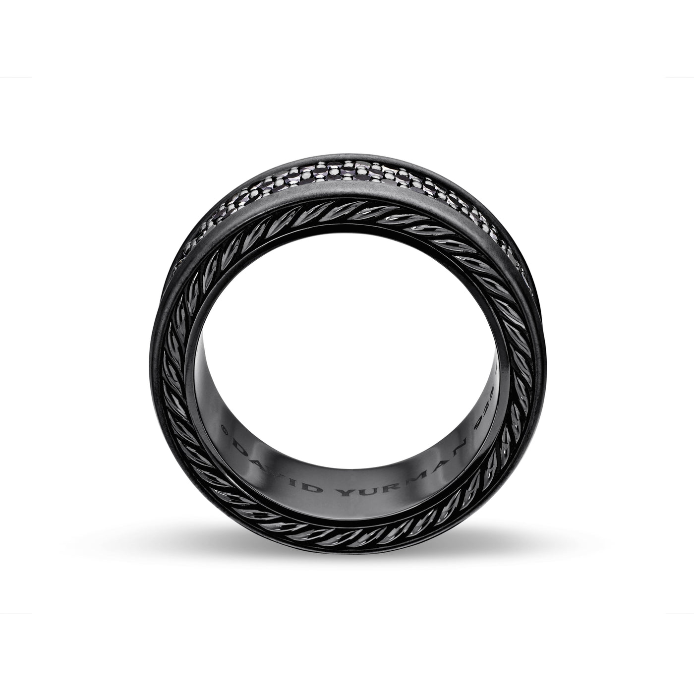 Streamline® Three Row Band Ring in Black Titanium with Black Diamonds, 8.5mm