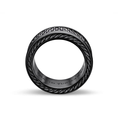 Streamline® Three Row Band Ring in Black Titanium with Black Diamonds, 8.5mm