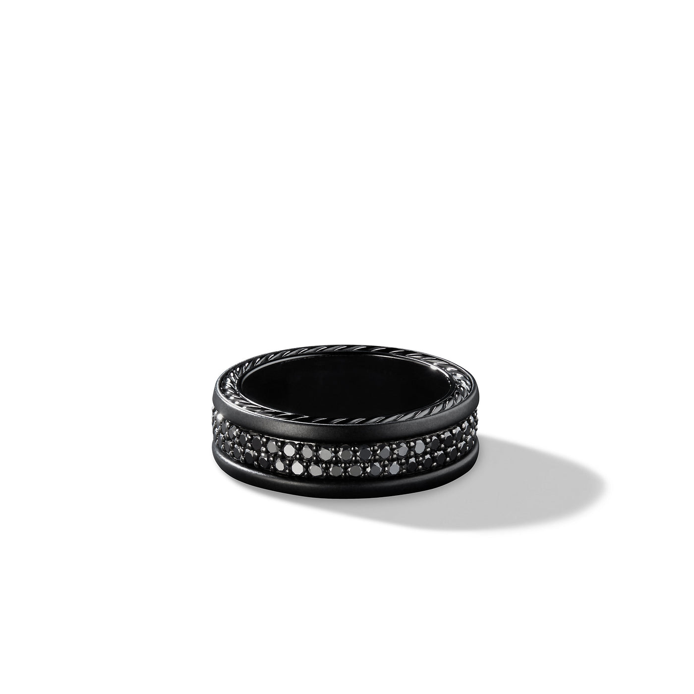 Streamline® Two Row Band Ring in Black Titanium with Black Diamonds\, 6.5mm
