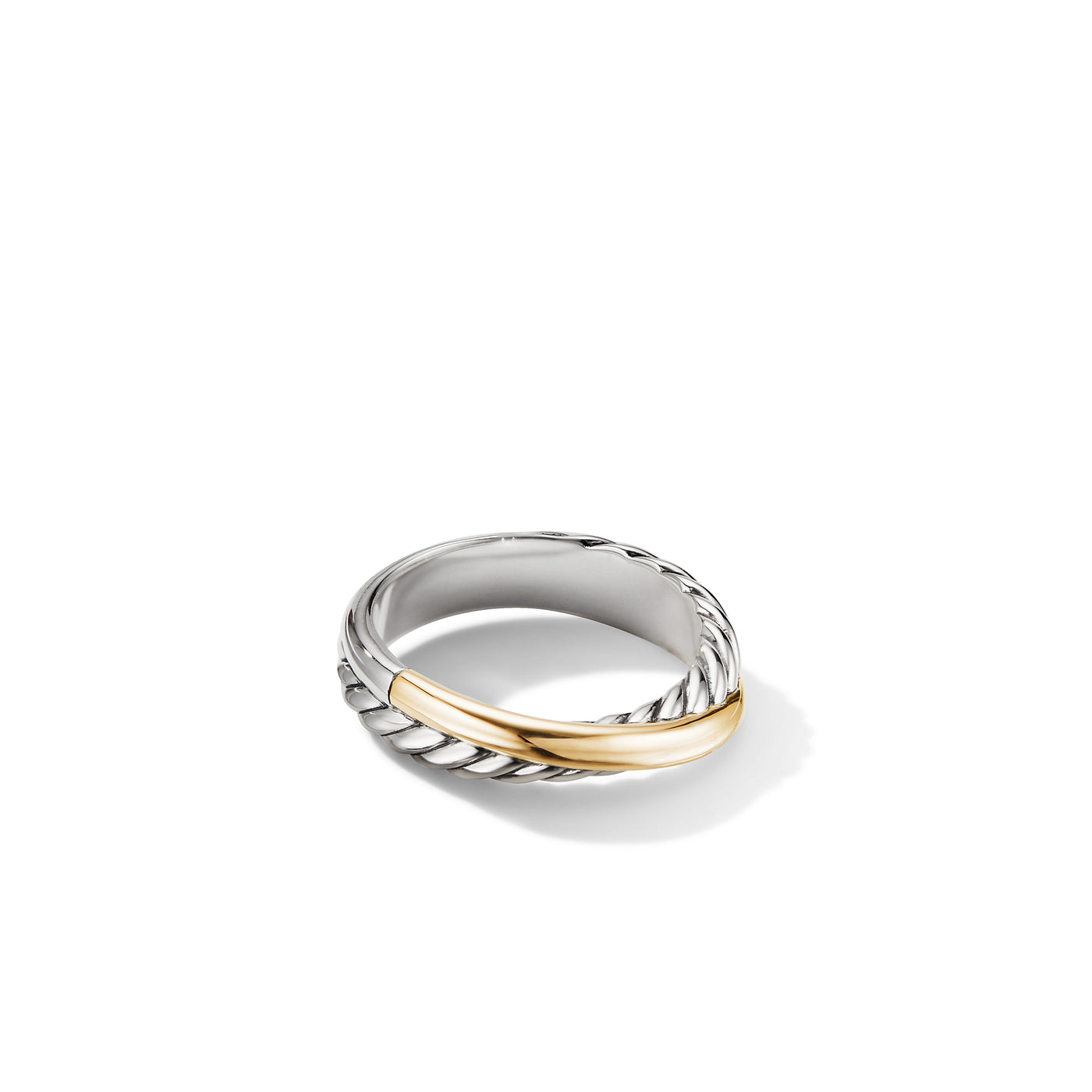 Crossover Band Ring in Sterling Silver with 18K Yellow Gold\, 5.3mm