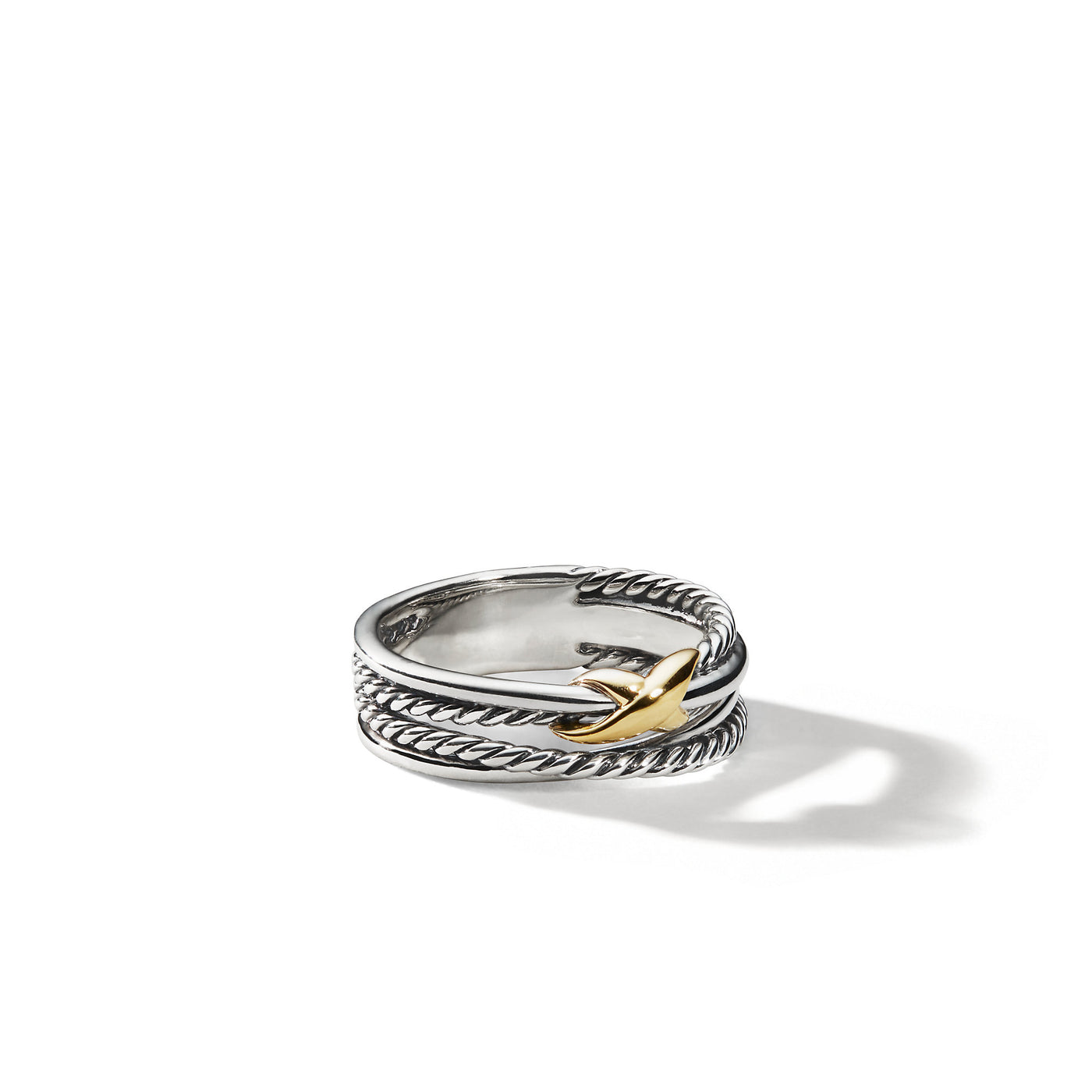 X Crossover Band Ring in Sterling Silver with 18K Yellow Gold\, 6mm