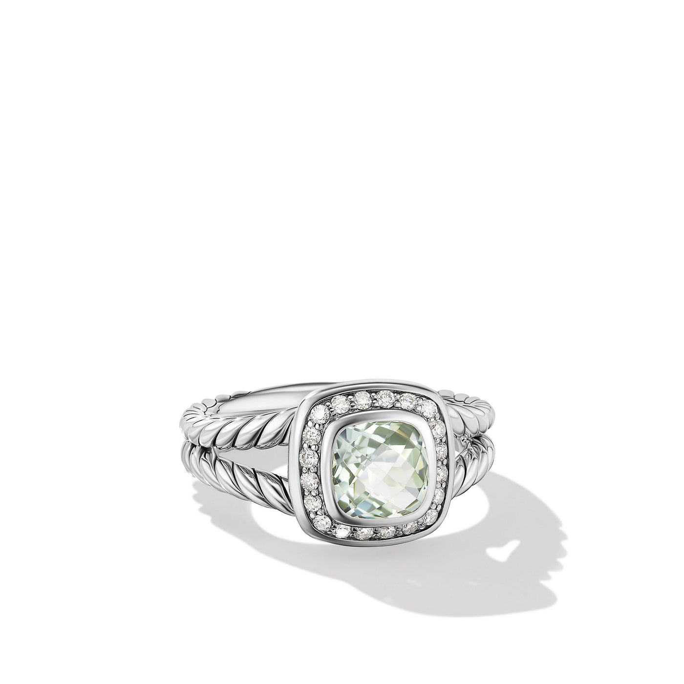 Petite Albion® Ring in Sterling Silver with Prasiolite and Diamonds\, 7mm