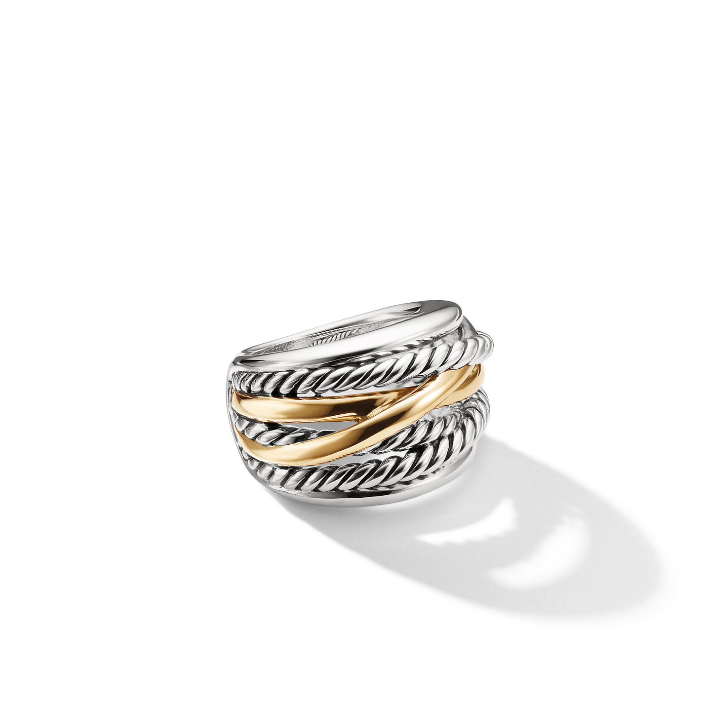 Crossover Ring in Sterling Silver with 14K Yellow Gold\, 17mm