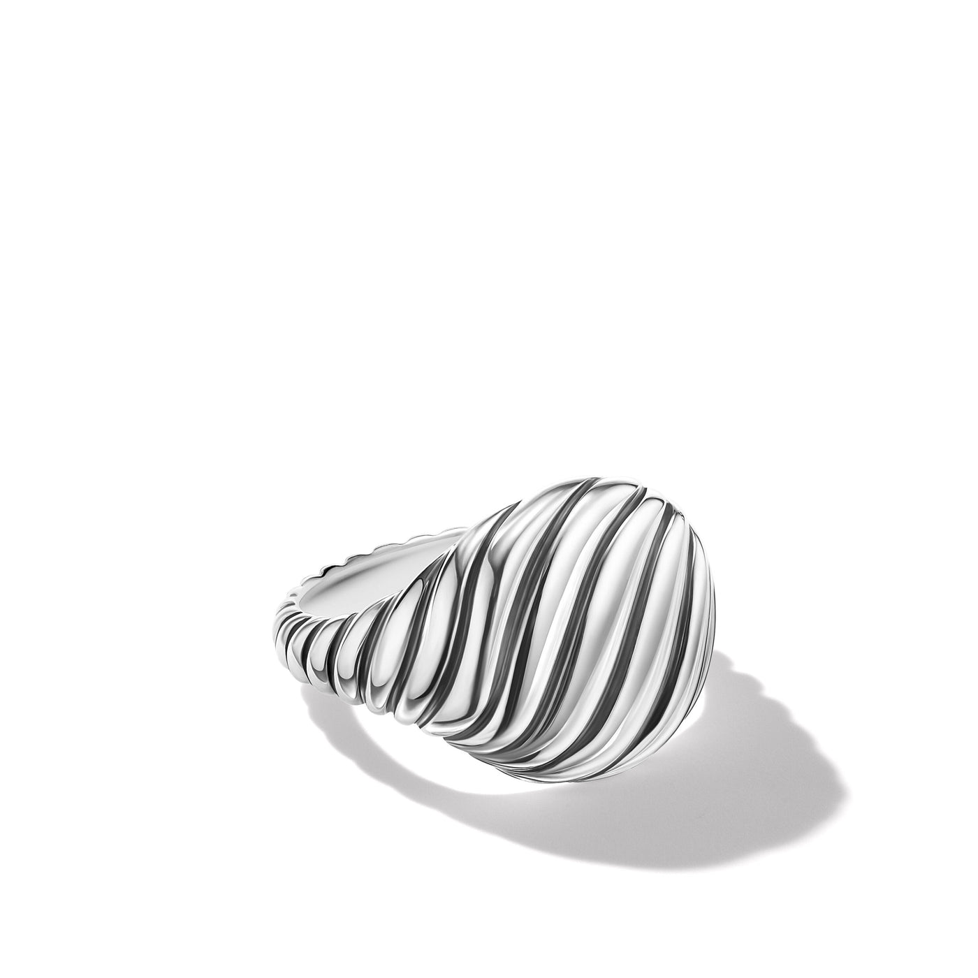 Sculpted Cable Pinky Ring in Sterling Silver\, 13mm