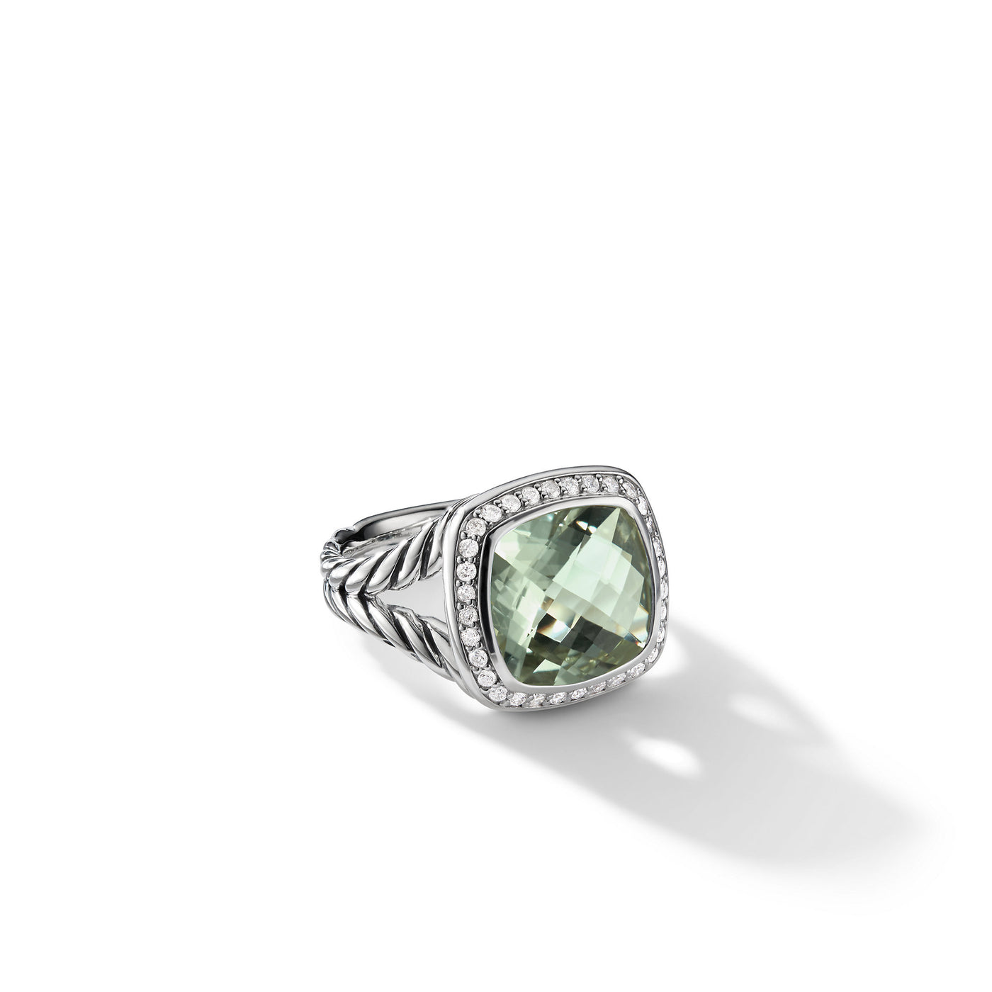 Albion® Ring in Sterling Silver with Prasiolite and Diamonds\, 11mm