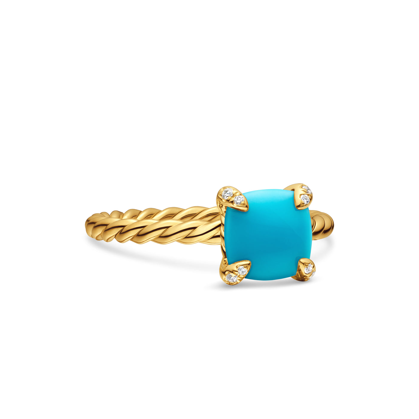 Chatelaine® Ring in 18K Yellow Gold with Turquoise and Diamonds, 7mm