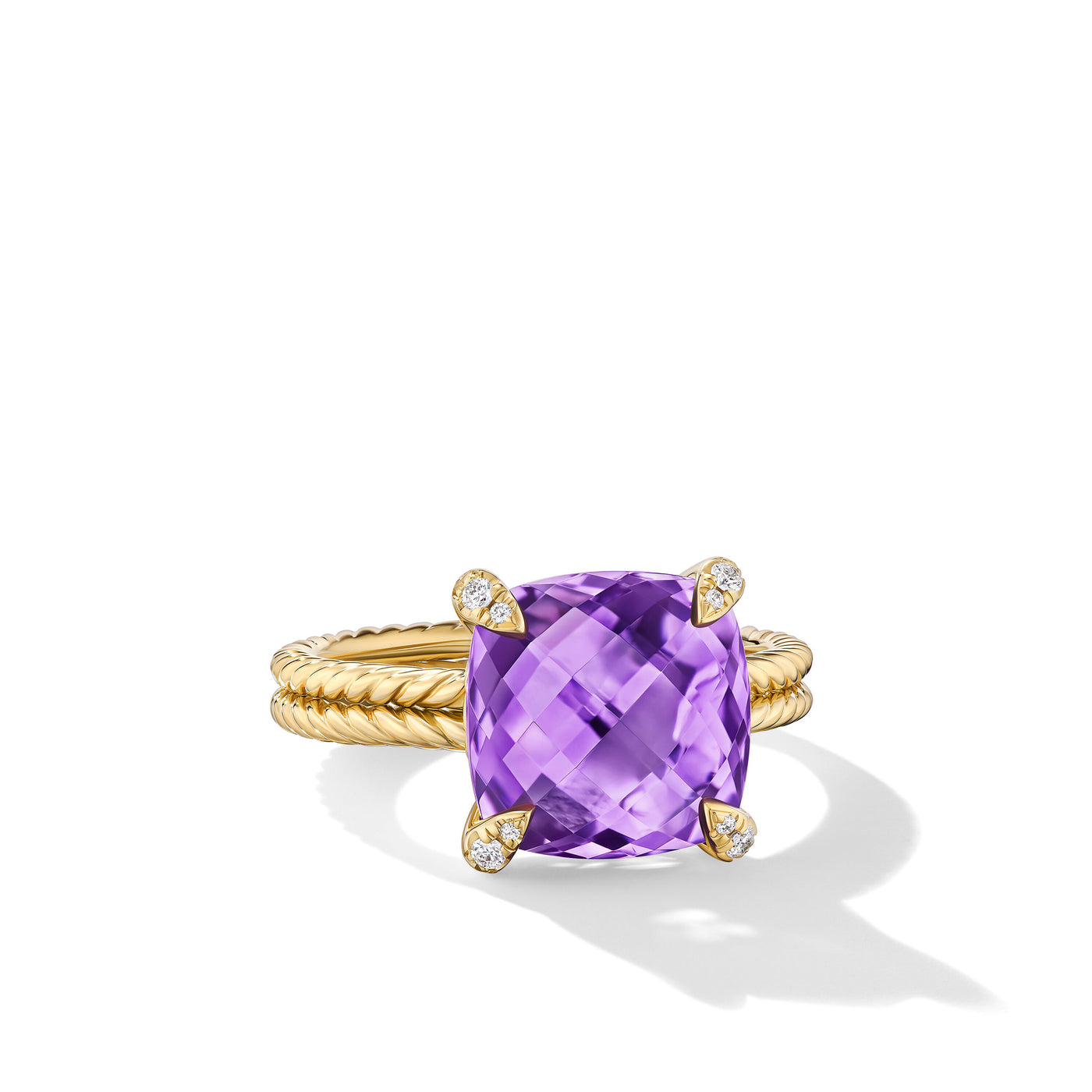 Chatelaine® Ring in 18K Yellow Gold with Amethyst and Diamonds\, 11mm