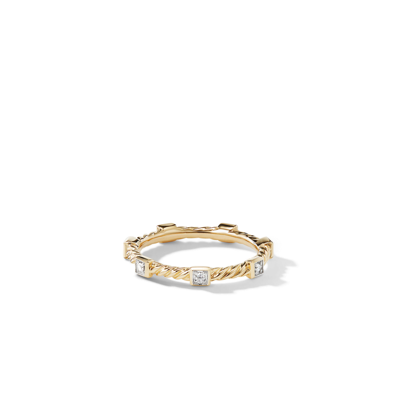 Cable Collectibles® Stations Stack Ring in 18K Yellow Gold with Diamonds\, 2mm