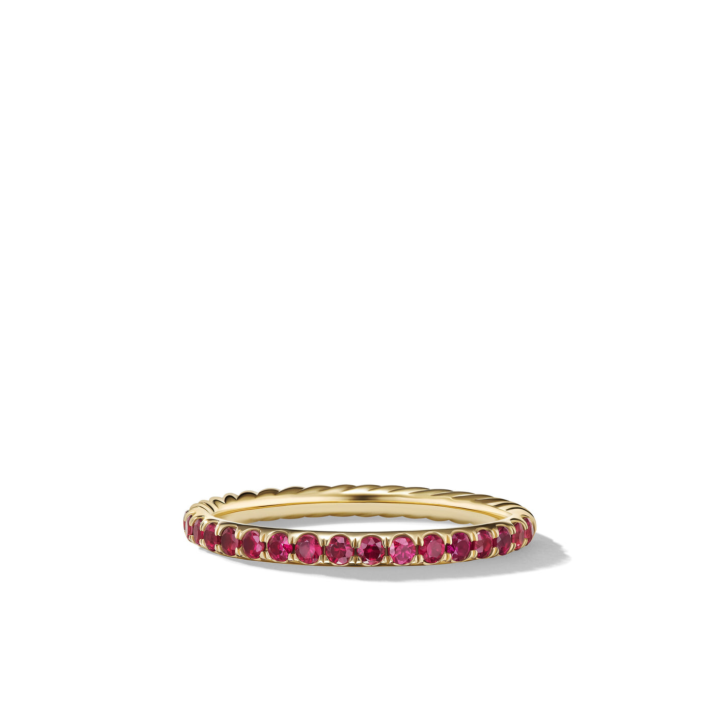 Cable Collectibles® Stack Ring in 18K Yellow Gold with Pavé Rubies\, 2mm