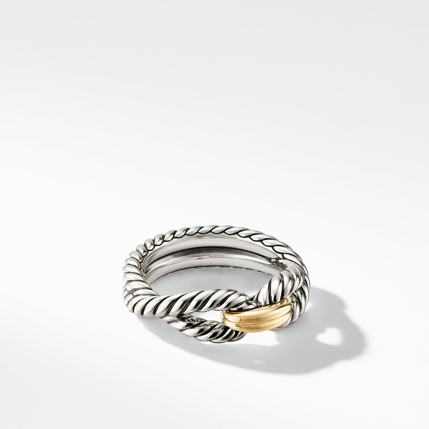 Cable Loop Band Ring in Sterling Silver with 18K Yellow Gold\, 7mm