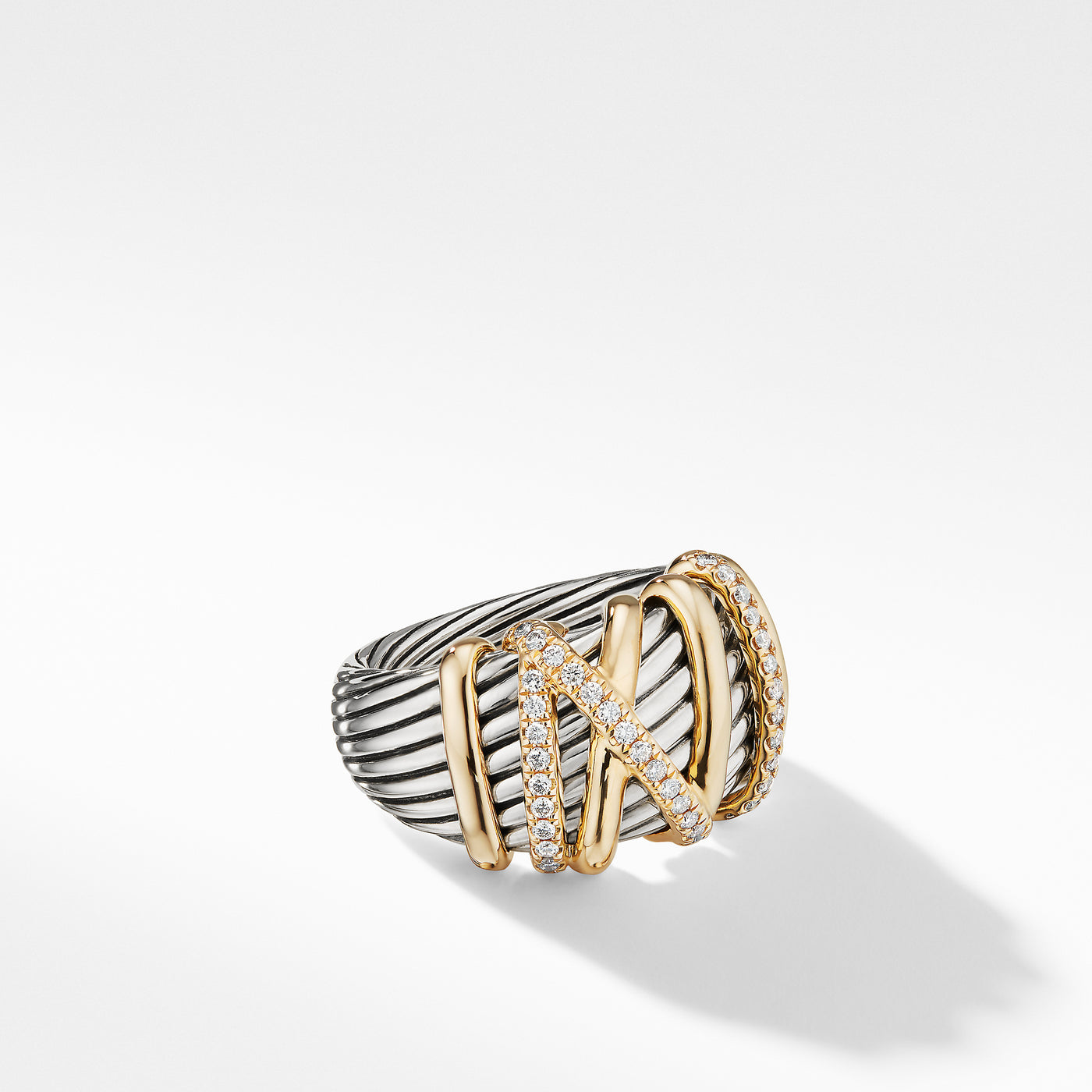 Helena Ring in Sterling Silver with 18K Yellow Gold and Diamonds\, 15mm