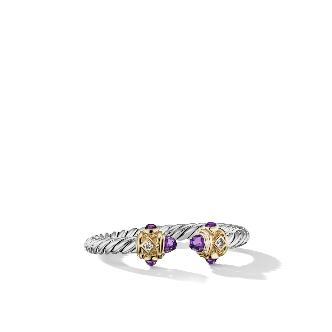 Renaissance Ring in Sterling Silver with 14K Yellow Gold\, Amethyst and Diamonds\, 2.3mm