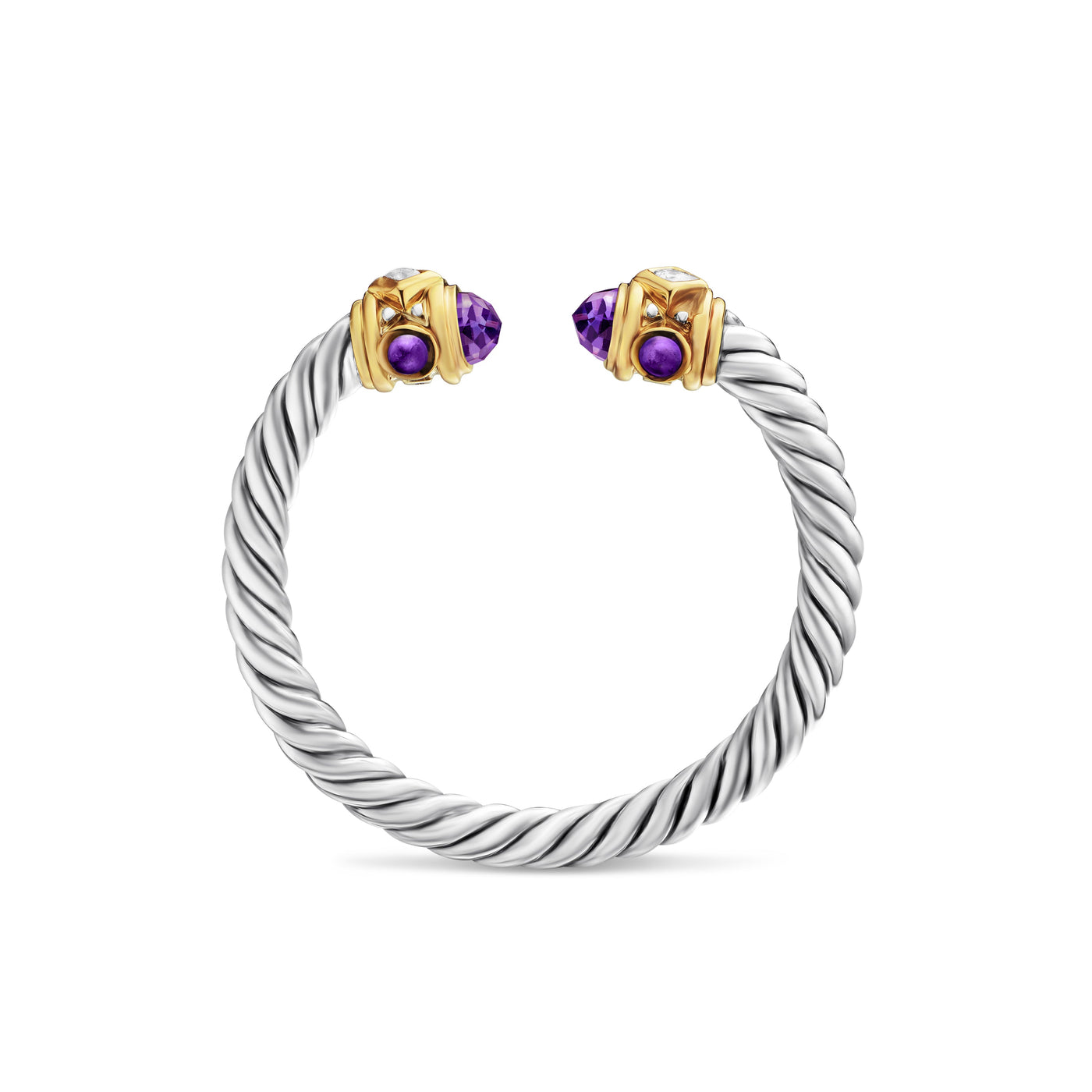 Renaissance Ring in Sterling Silver with 14K Yellow Gold, Amethyst and Diamonds, 2.3mm