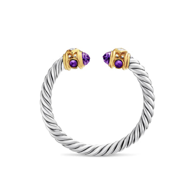 Renaissance Ring in Sterling Silver with 14K Yellow Gold, Amethyst and Diamonds, 2.3mm