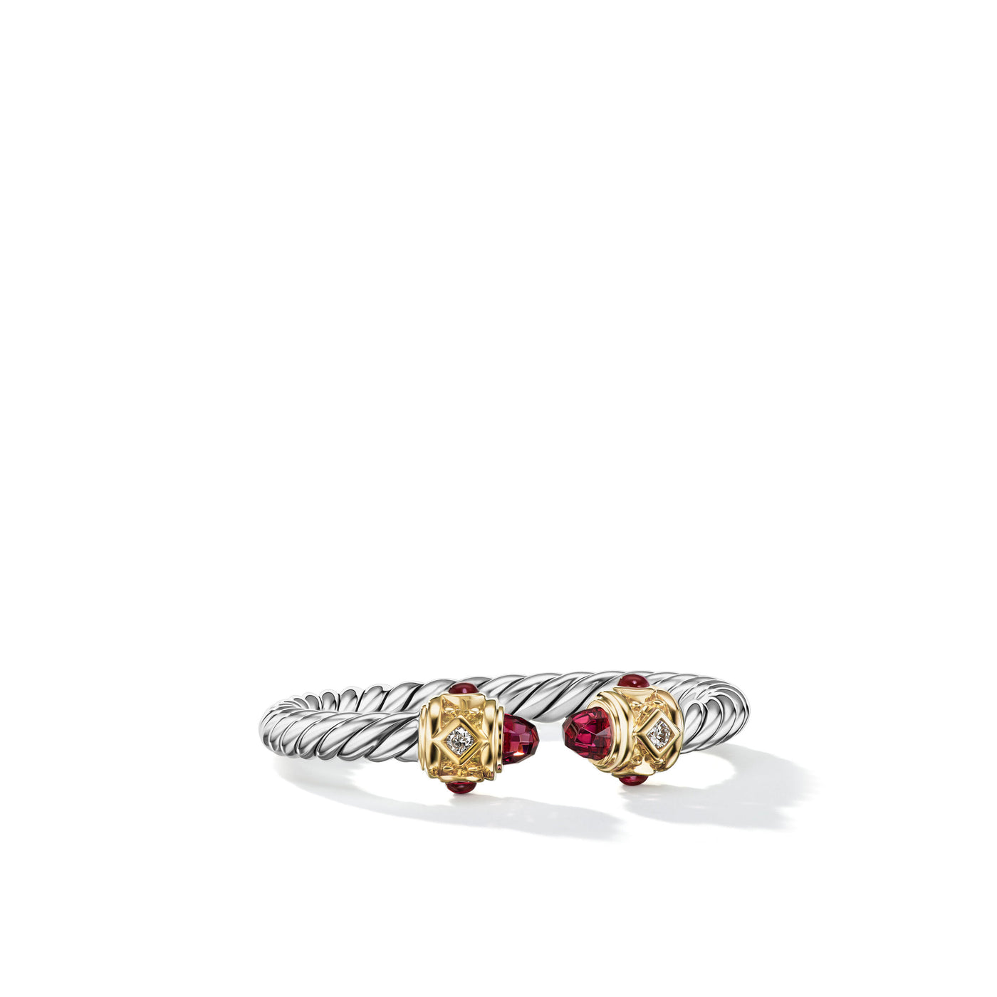Renaissance Ring in Sterling Silver with 14K Yellow Gold\, Rhodolite Garnet and Diamonds\, 2.3mm
