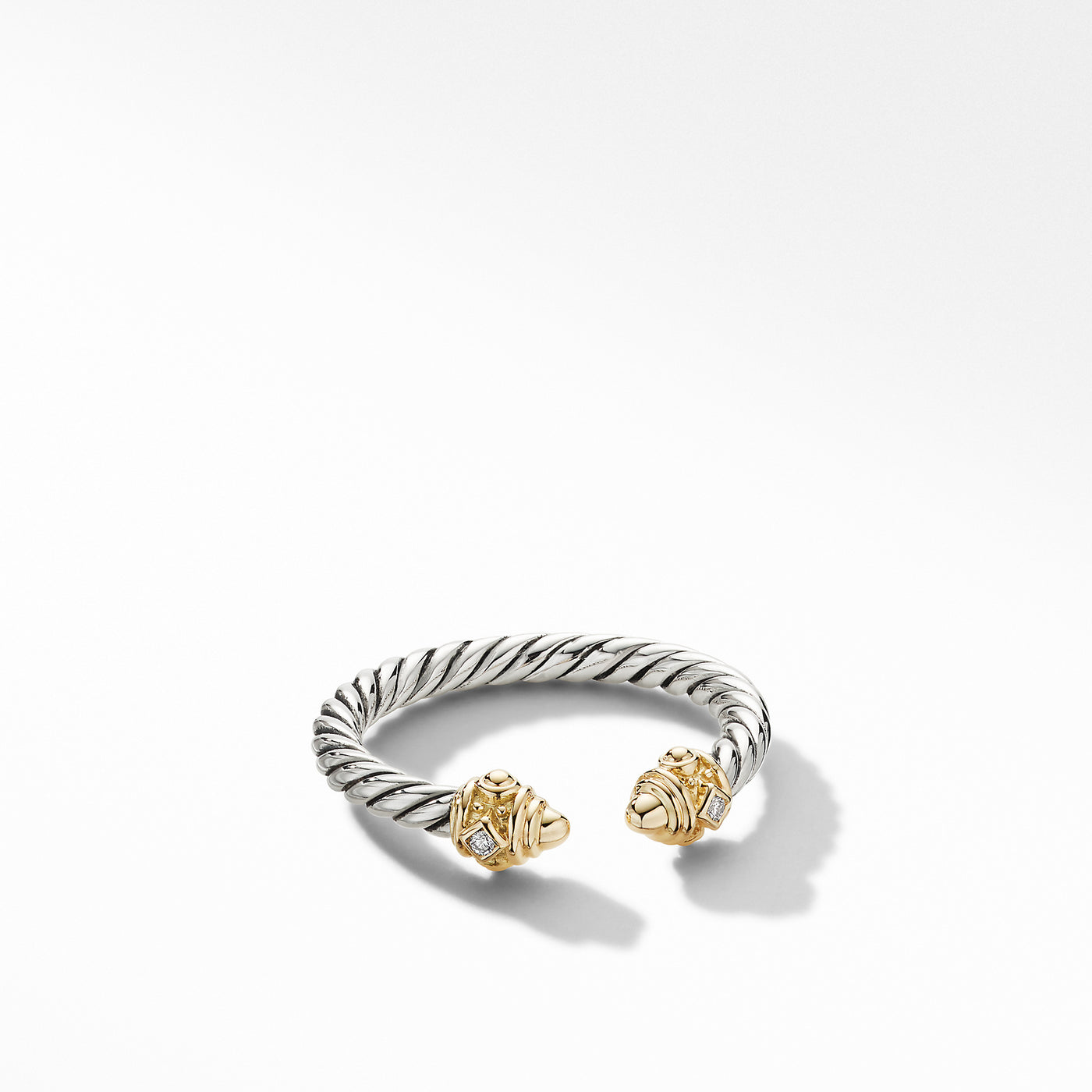 Renaissance Ring in Sterling Silver with 14K Yellow Gold\, Gold Domes and Diamonds\, 2.3mm