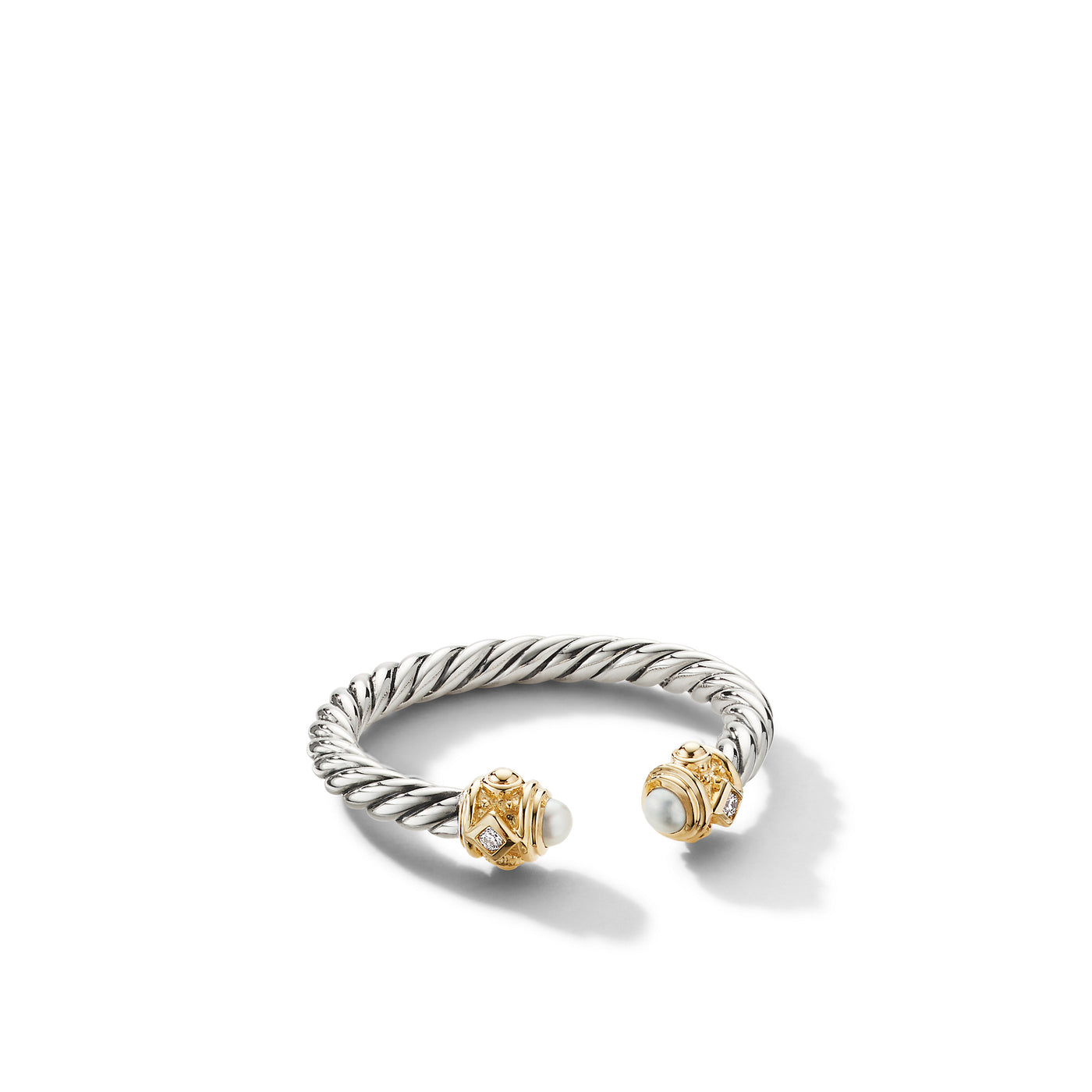 Renaissance Ring in Sterling Silver with 14K Yellow Gold\, Pearls and Diamonds\, 2.3mm