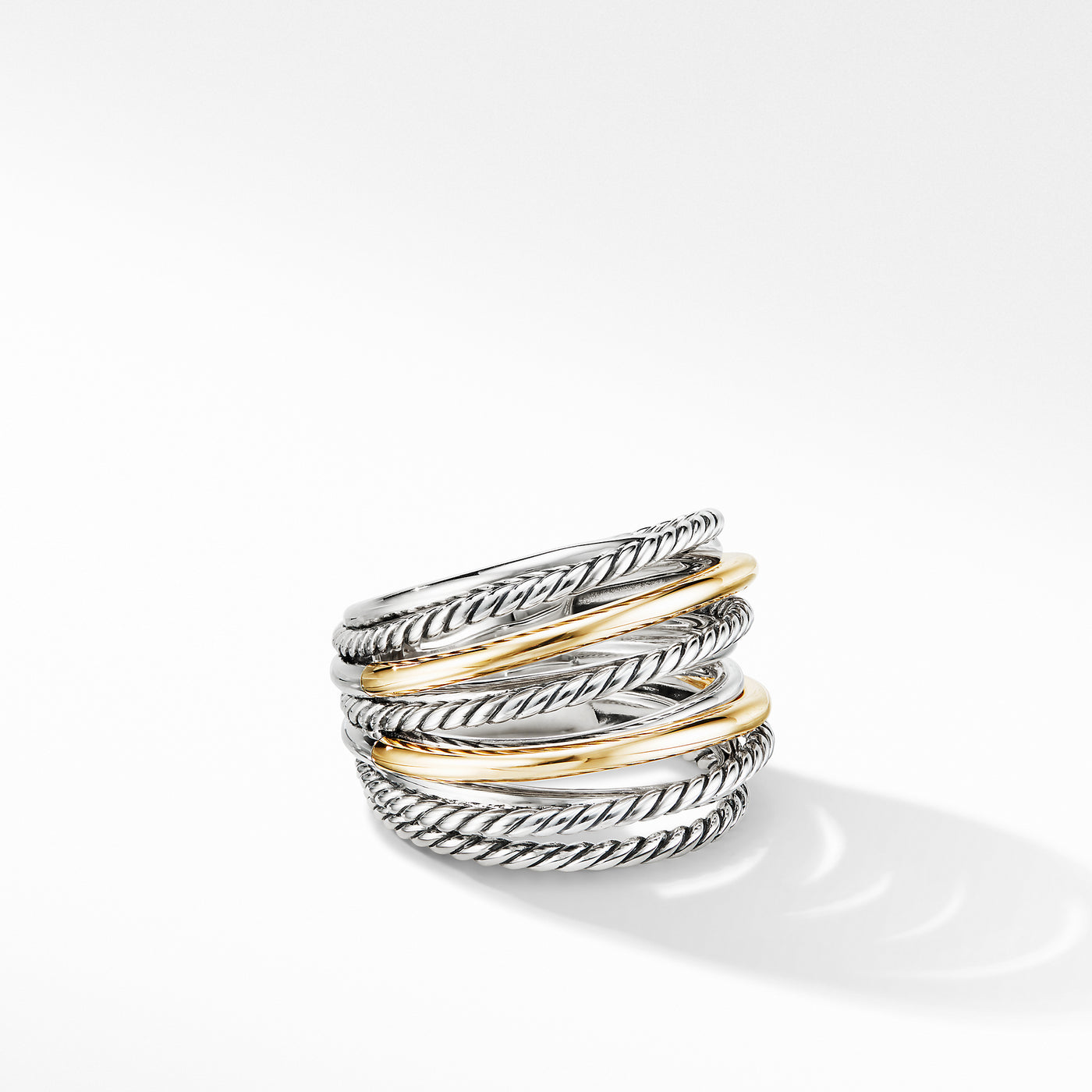 Crossover Ring in Sterling Silver with 18K Yellow Gold\, 17.8mm